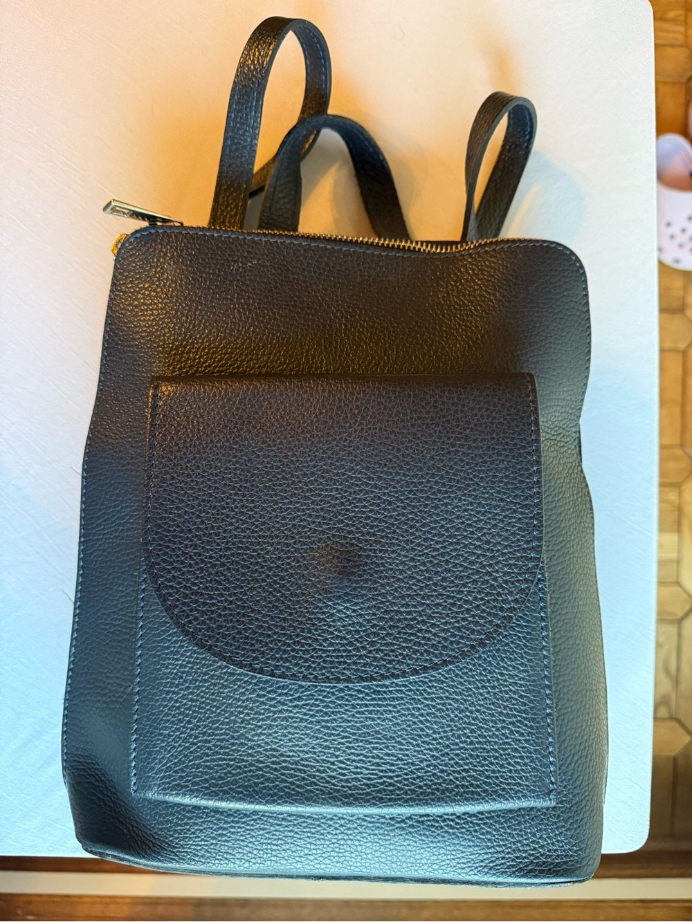 Borse in Pelle Genuine Italian Leather Mini Backpack — Navy